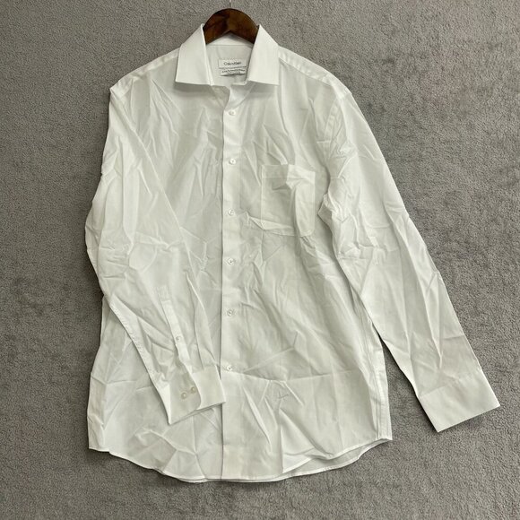 NWOT Calvin Klein Men's M White Long Sleeve Button Dress Dress Shirt - Picture 2 of 7